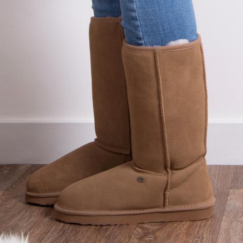 Ladies Tall Classic Sheepskin Boots Chestnut Extra Image 5